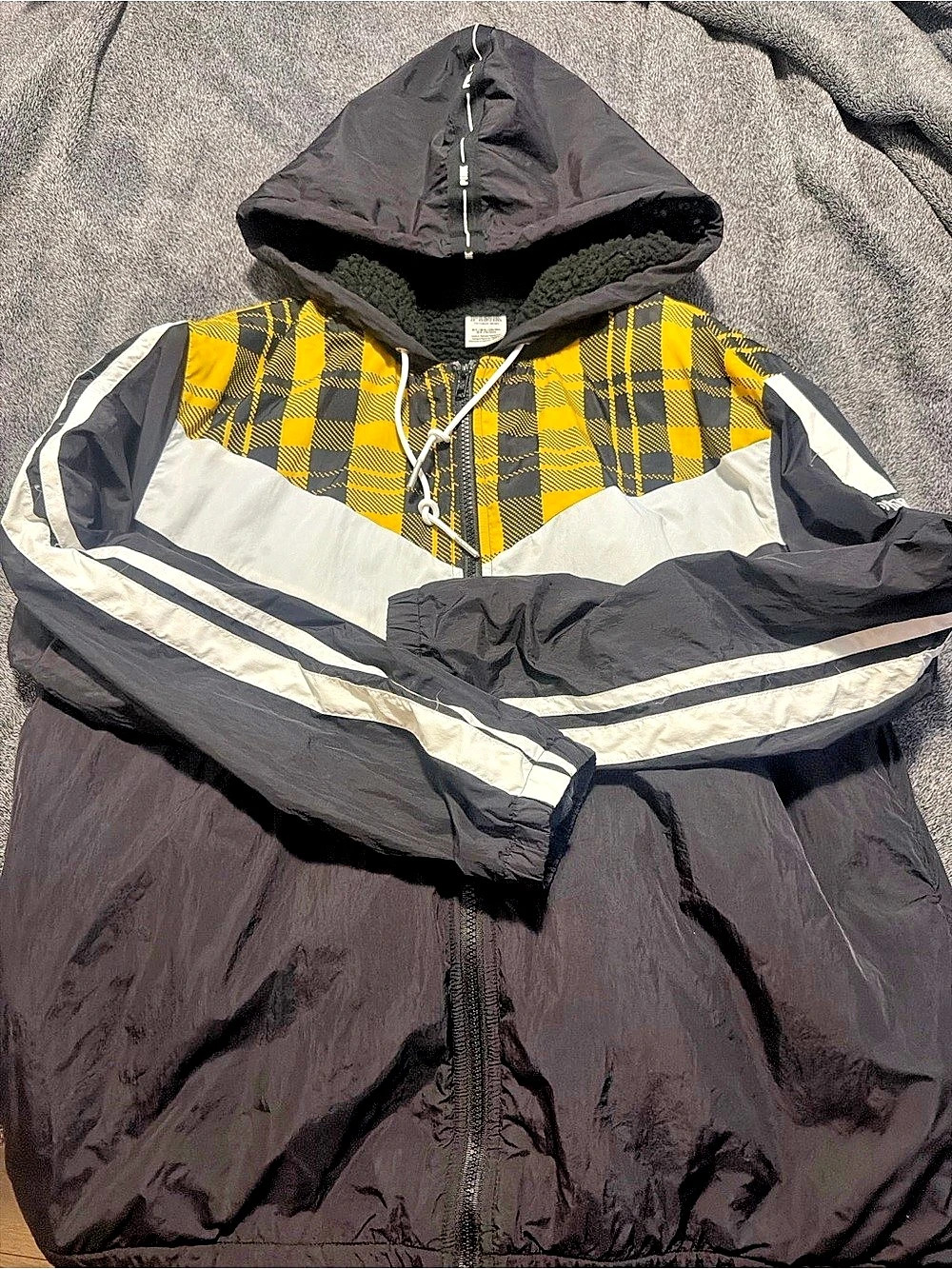 PINK Plaid Color-Block Windbreaker Size Medium
